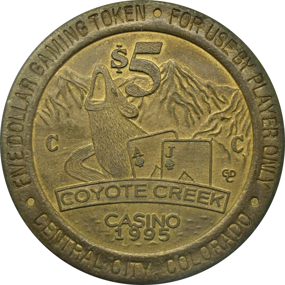Confidence/自信 token (Promo FAB394) Coyote Creek Casino Central City Colorado $5 Token 1995