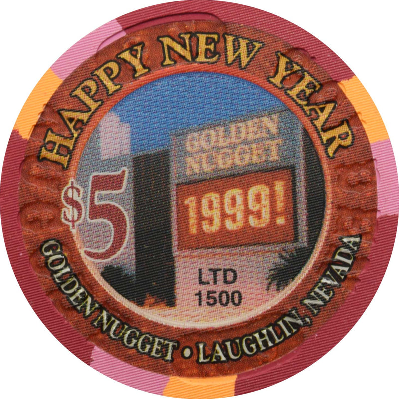 Golden Nugget Casino Laughlin Nevada $5 Chip Happy New Year 1999