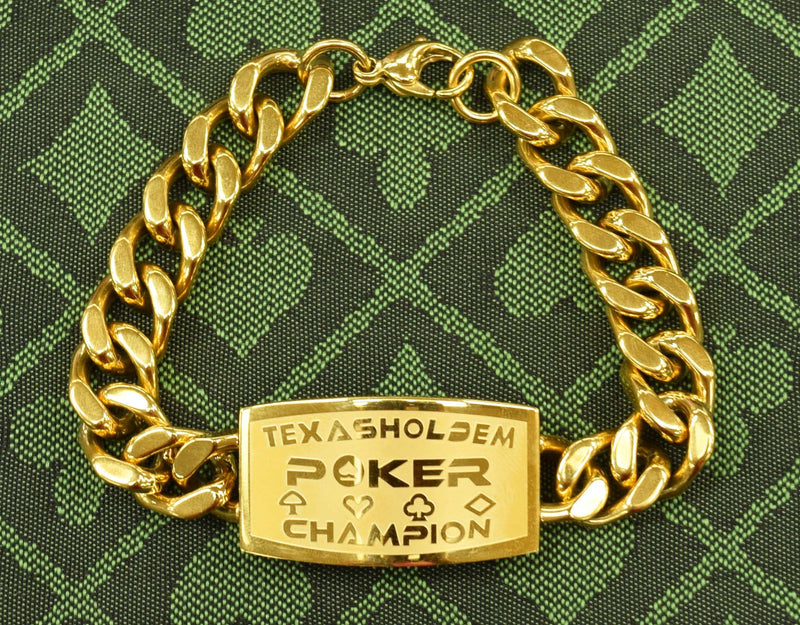 Gold TEXAS HOLD 'EM POKER CHAMPION BRACELET Great Prize for Your Tournaments