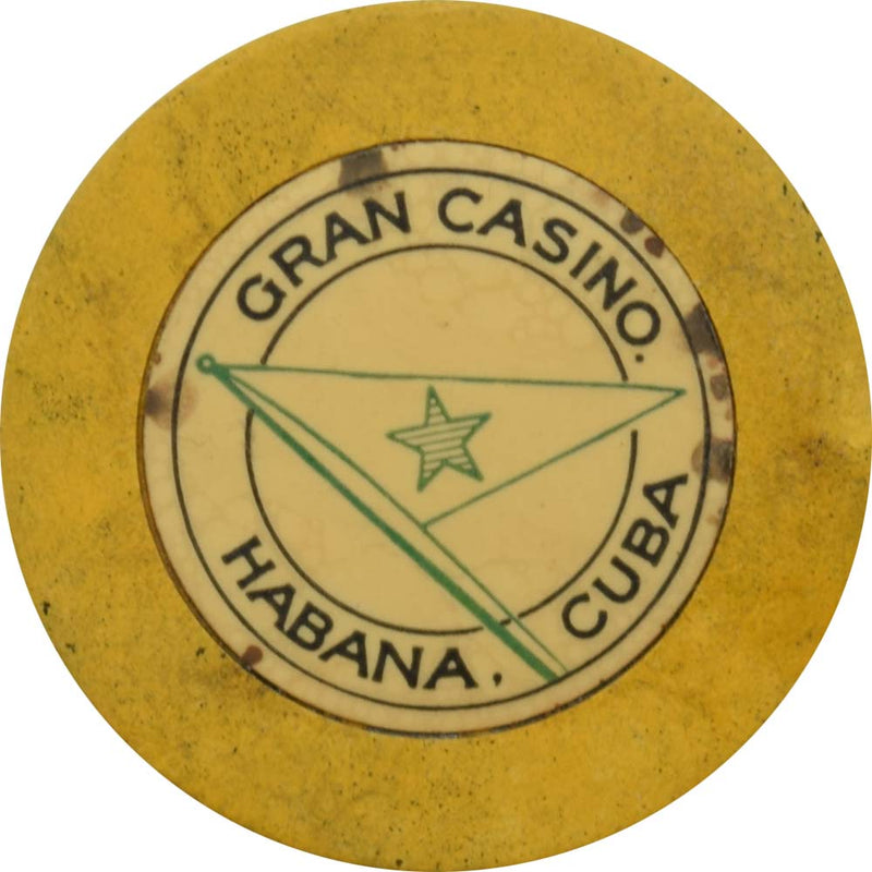Gran Casino (de la Playa de Marianao) Habana Cuba Yellow Roulette Chip