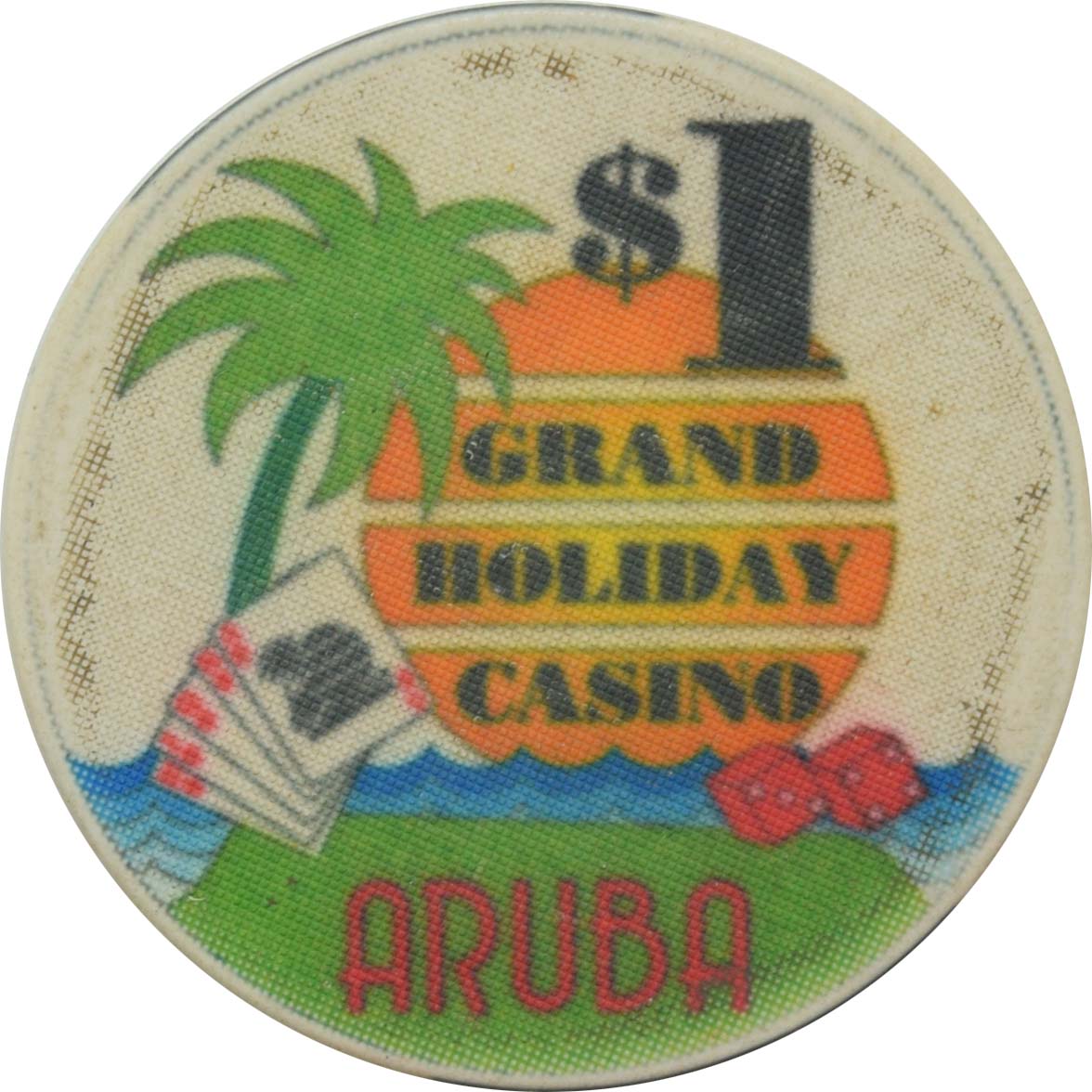 Grand Holiday Casino Palm Beach Aruba $1 Ceramic Chip