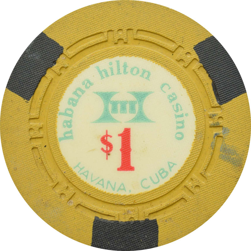 Habana Hilton Casino Havana Cuba $1 Yellow Chip