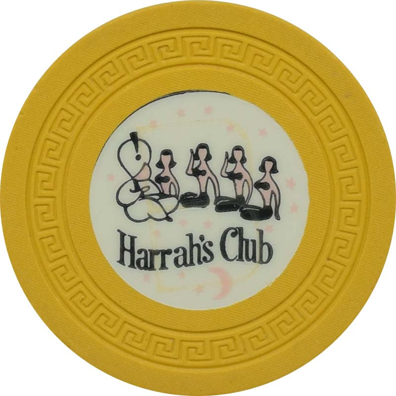 Harrah's Casino Reno & Lake Tahoe Nevada Yellow Cream Inlay Roulette Chip 1956