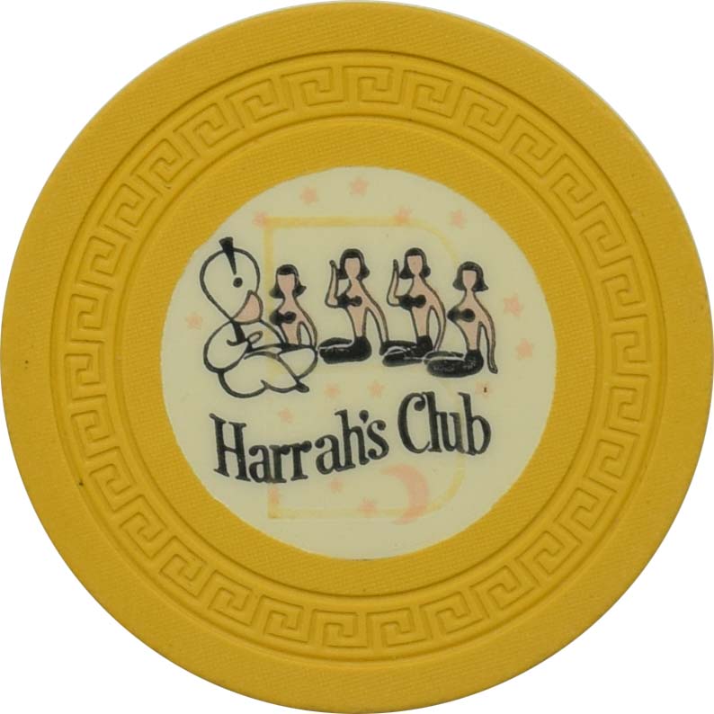Harrah's Casino Reno & Lake Tahoe Nevada Yellow Cream Inlay Roulette Chip 1956