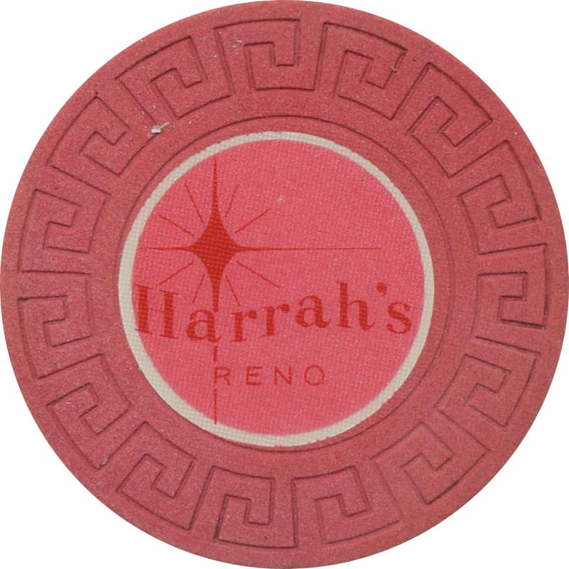 Harrah's Casino Reno Nevada Red Pink Inlay LgKey Roulette Chip 1963