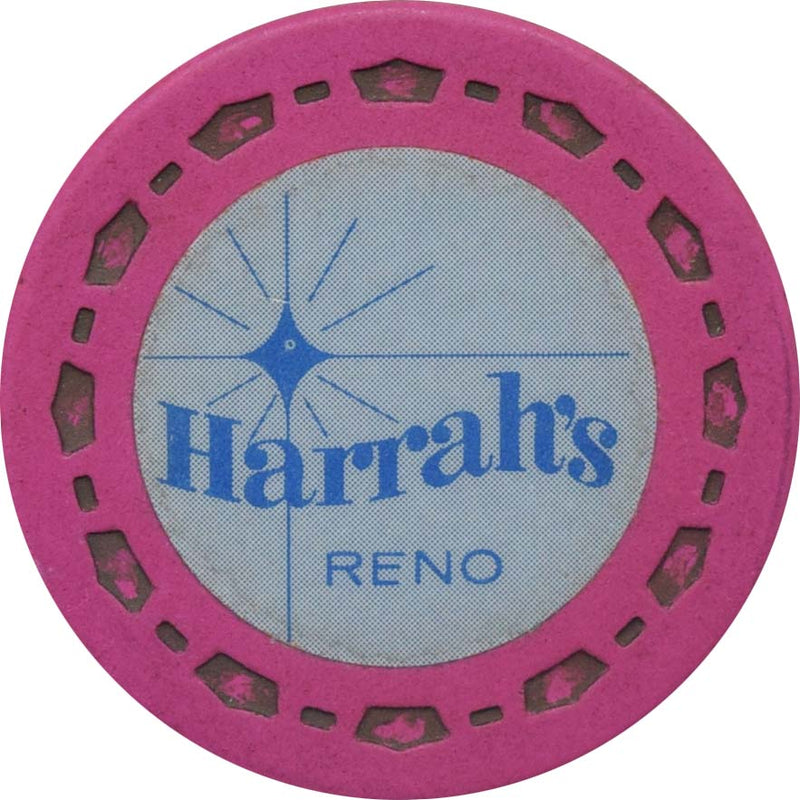 Harrah's Casino Reno Nevada Fucshia SmCrown Roulette Chip 1970