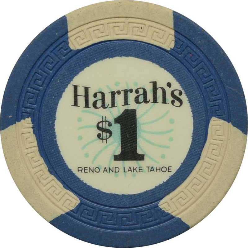 Harrah's Casino Reno & Lake Tahoe Nevada $1 Navy Chip 1964