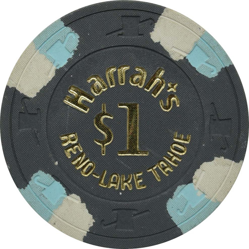 Harrah's Casino Reno & Lake Tahoe Nevada $1 Dk Gray Chip 1970s