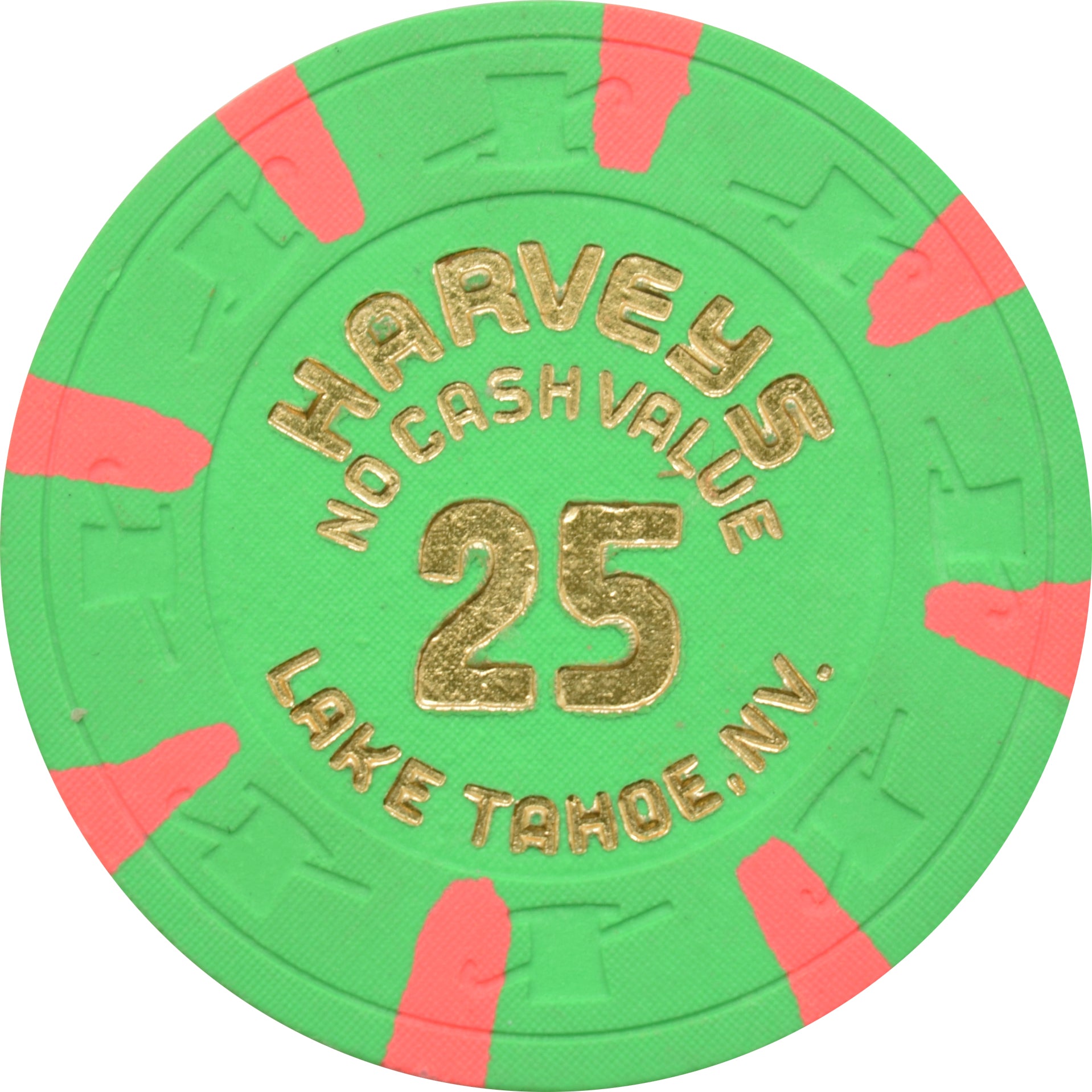 Harvey's Casino Lake Tahoe Nevada $25 No Cash Value Chip 1990