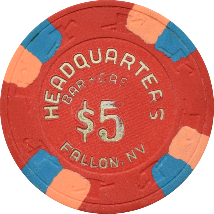 Headquarters Casino Fallon Nevada $5 Chip 1987