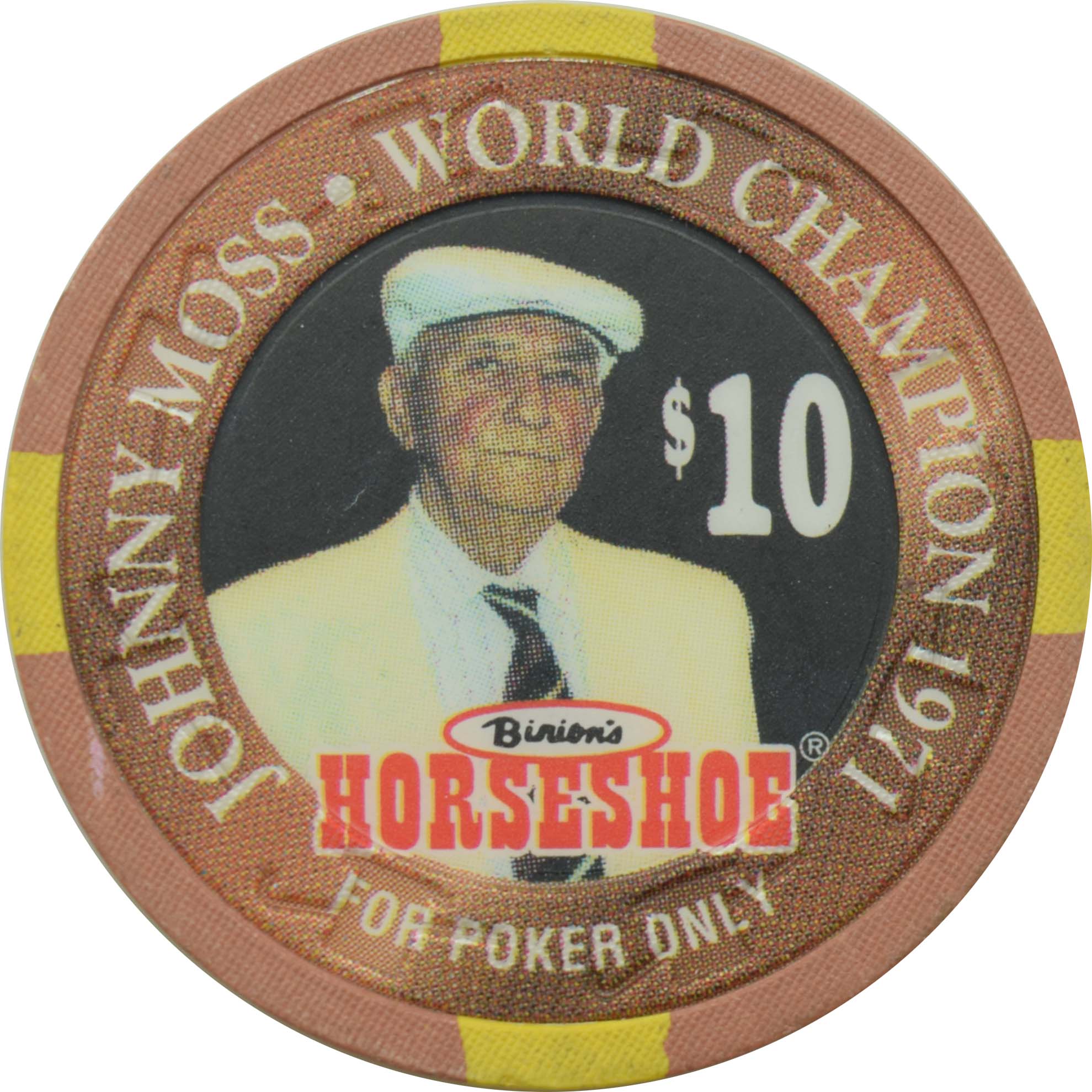 Horseshoe Club Casino Las Vegas Nevada $10 Johnny Moss Chip 1996 #2