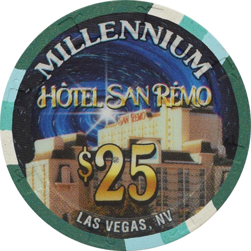 Hotel San Remo Casino Las Vegas Nevada $25 Millennium Chip 1999
