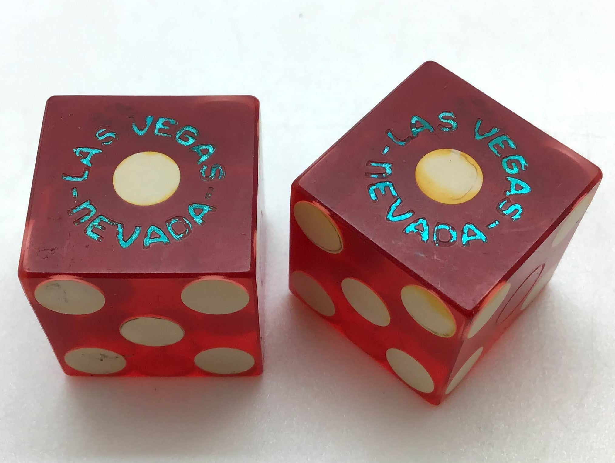 Jerrys Nugget Las Vegas Nevada Red Dice Pair Matching Numbers
