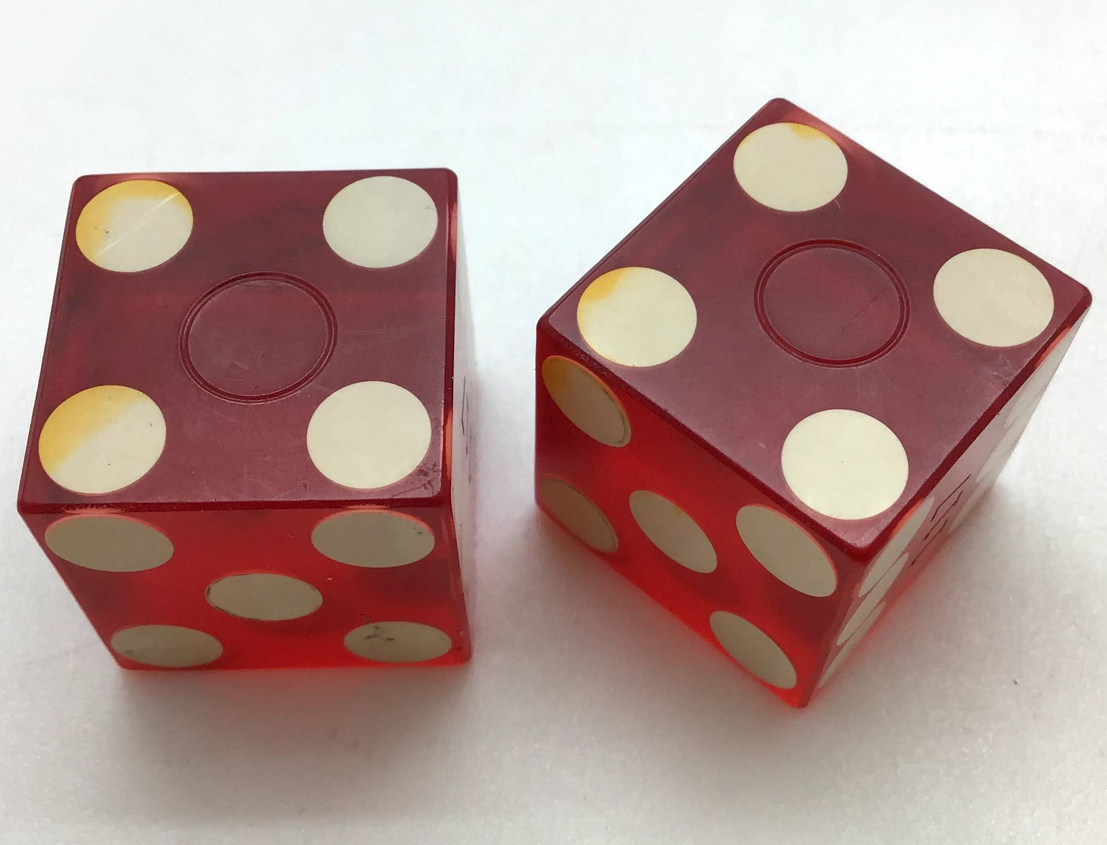 Jerry's Nugget Las Vegas Red Dice Pair Matching Numbers 1970s