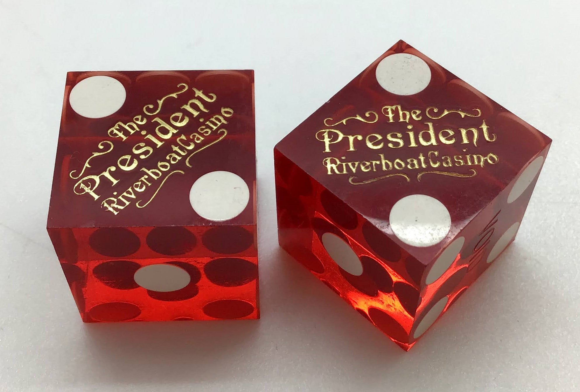 The President Casino Riverboat Casino Iowa Dice Pair Red