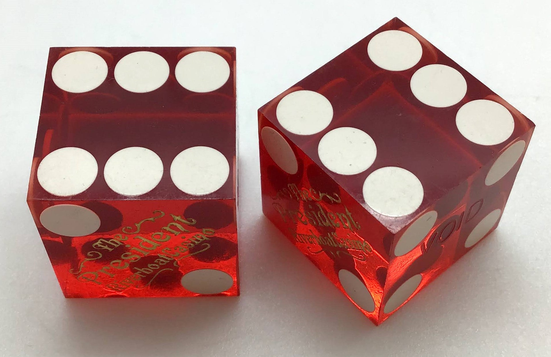 The President Casino Riverboat Casino Iowa Dice Pair Red