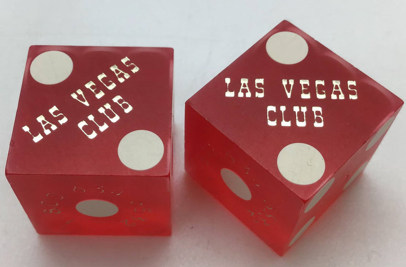 Las Vegas Club Nevada Red Dice Pair Matching Numbers