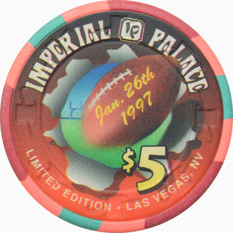 Imperial Palace Casino Las Vegas Nevada $5 Football Jan 26 Chip 1997