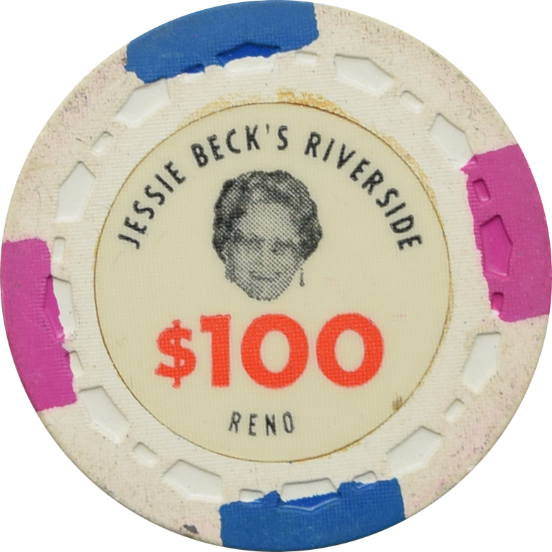 Riverside Jessie Beck's Casino Reno Nevada $100 Chip 1971