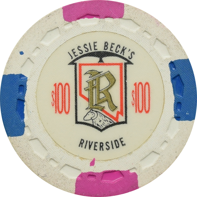 Riverside Jessie Beck's Casino Reno Nevada $100 Chip 1971