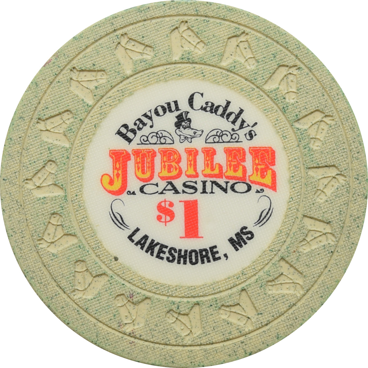 Jubilee Casino, Bayou Caddy Lakeshore Mississippi $1 Chip