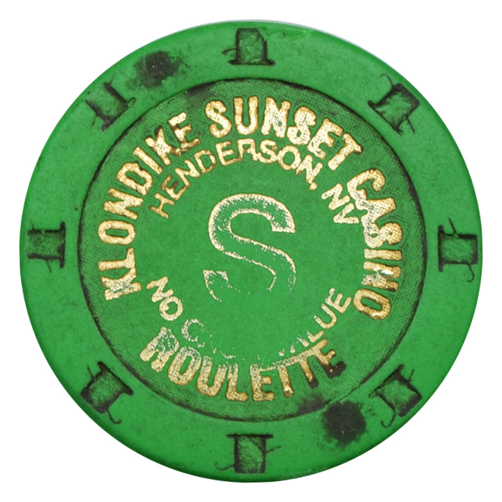 Klondike Sunset Casino Henderson Nevada Green S Roulette Chip 1999