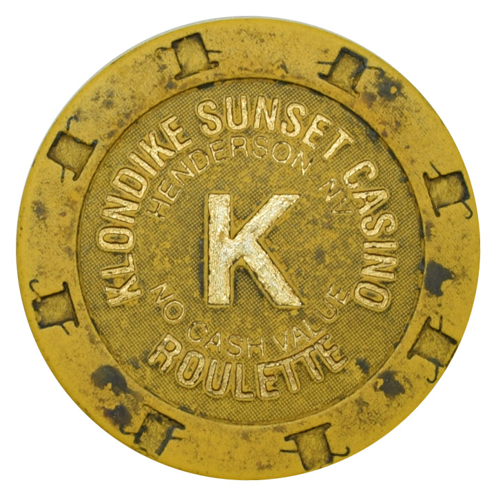 Klondike Sunset Casino Henderson Nevada Yellow K Roulette Chip 1999