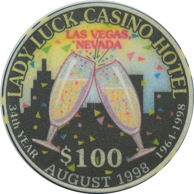 Lady Luck Casino Las Vegas Nevada $100 Puttin On The Ritz Chip 1998