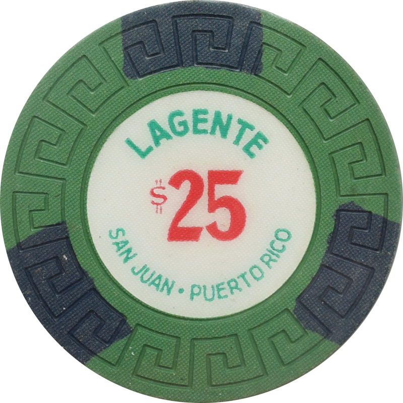 Lagente (Borinquen) Casino San Juan Puerto Rico $25 (3 Blue Edge Spots) Chip