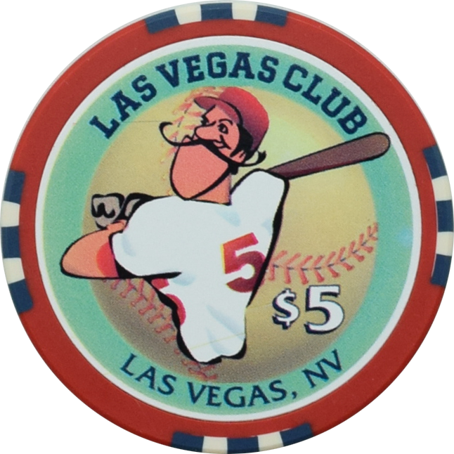 Las Vegas Club Casino Las Vegas Nevada $5 Baseball Player Chip 1996