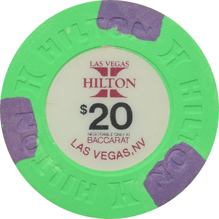 Las Vegas Hilton Casino Las Vegas Nevada $20 Baccarat Paulson 43mm Chip 1993