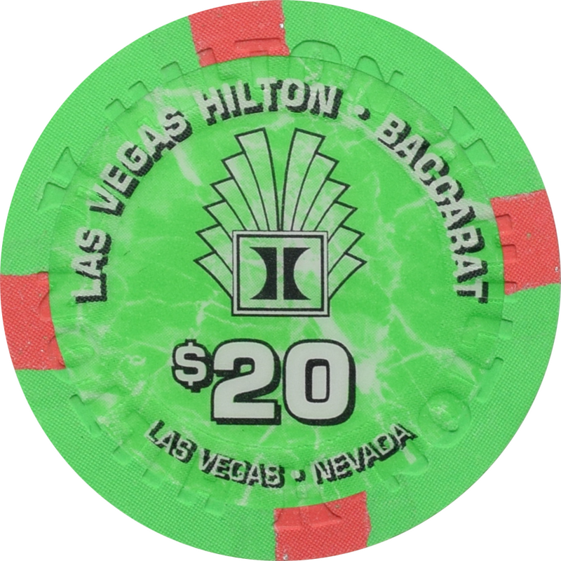 Las Vegas Hilton Casino Las Vegas Nevada $20 Baccarat Paulson 43mm Chip 1996