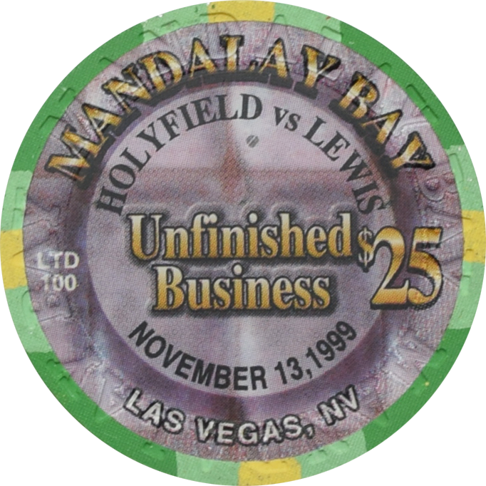 Mandalay Bay Casino Las Vegas Nevada $25 Holyfield vs Lewis Don King Fight Chip 1999