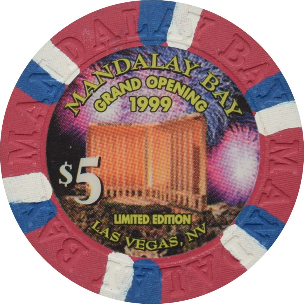 Mandalay Bay Casino Las Vegas Nevada $5 Grand Opening Chip 1999