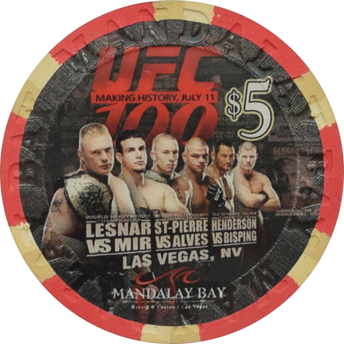 Mandalay Bay Casino Las Vegas Nevada $5 UFC 100 Fight Chip 2009