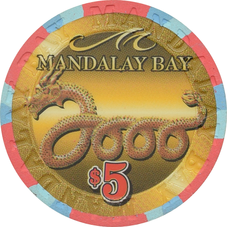 Mandalay Bay Casino Las Vegas Nevada $5 Year of the Dragon Chip 2000