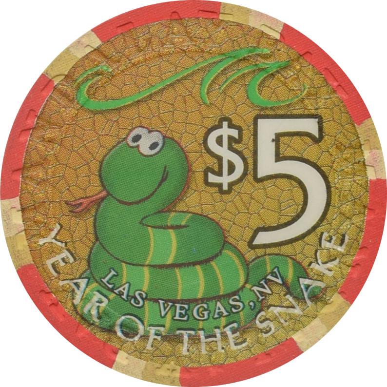 Mandalay Bay Casino Las Vegas Nevada $5 Year of the Snake Chip 2001