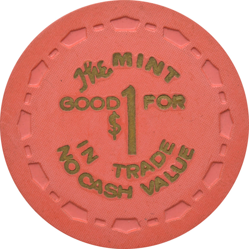 The Mint Casino Las Vegas Nevada $1 Good for Trade NCV Salmon Chip 1965