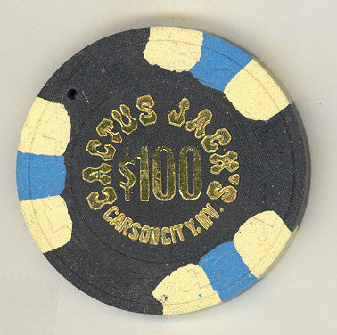 Cactus Jacks Casino $100 (black 1980s) Chip - Spinettis Gaming - 2