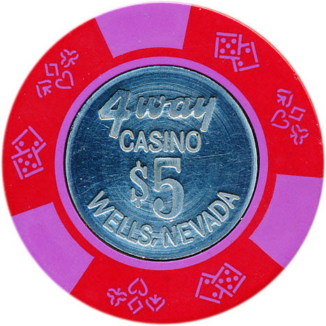 4 Way Casino Wells Nevada $5 Chip 1989 Bud Jones