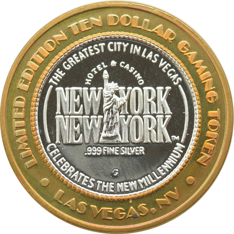 New York New York Casino Las Vegas "Babe Ruth" $10 Silver Strike .999 Fine Silver 2000