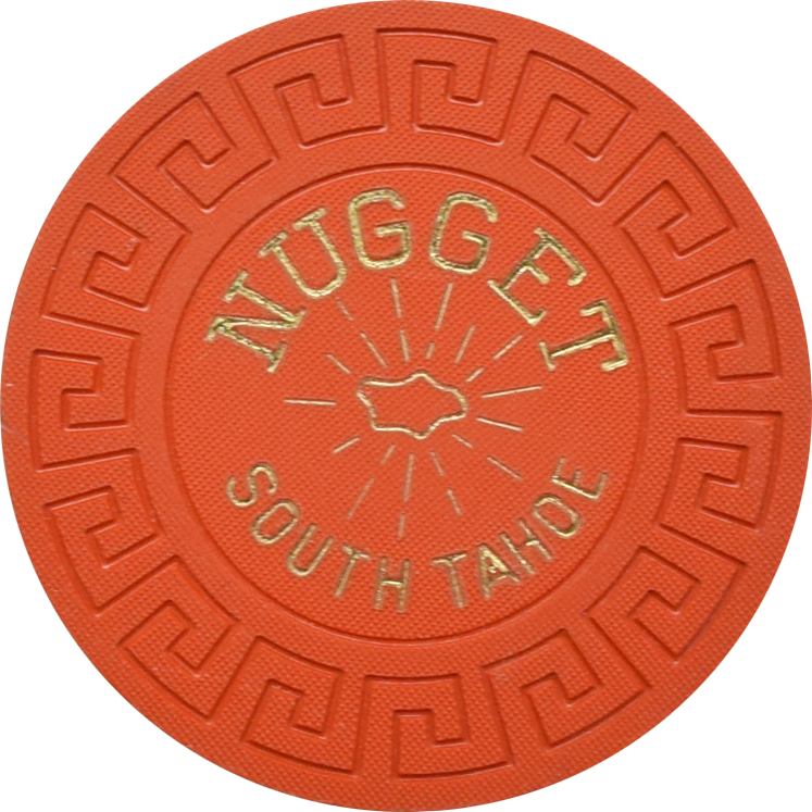 South Tahoe Nugget Casino Stateline Nevada Orange Roulette Chip 1965