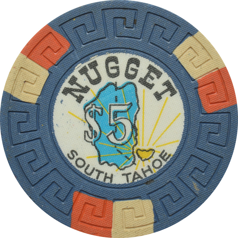 South Tahoe Nugget Casino Stateline Nevada $5 Chip 1965