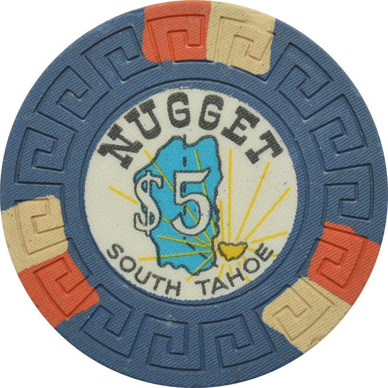 South Tahoe Nugget Casino Stateline Nevada $5 Chip 1965