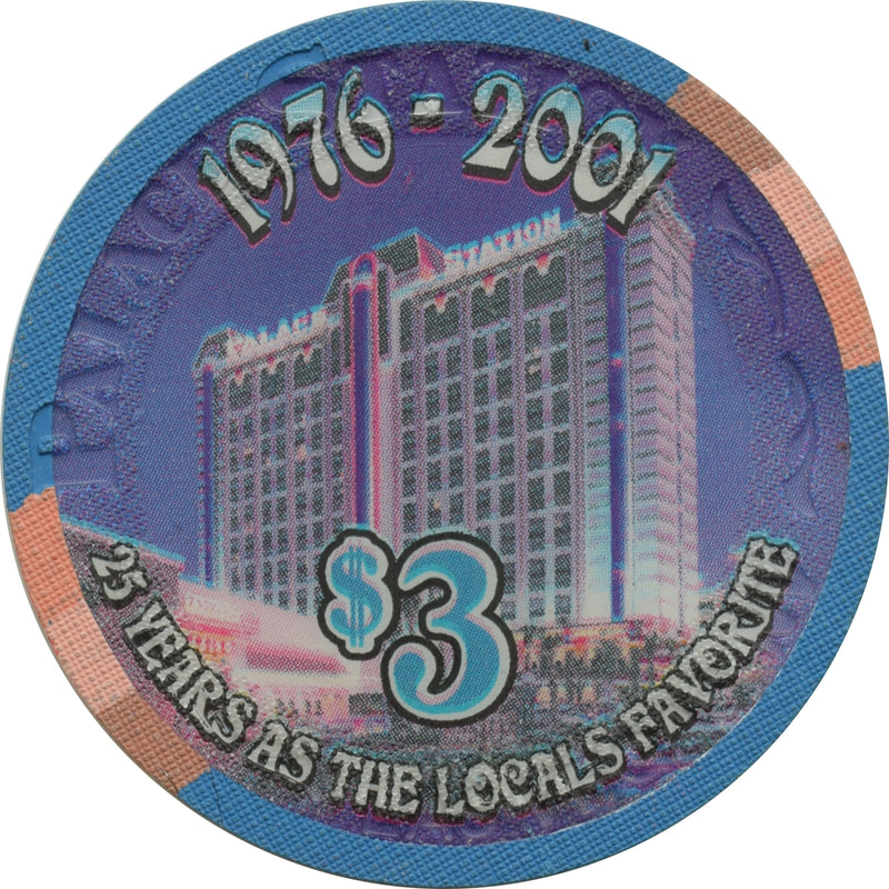 Palace Station Casino Las Vegas Nevada $3 25th Anniversary Chip 2001