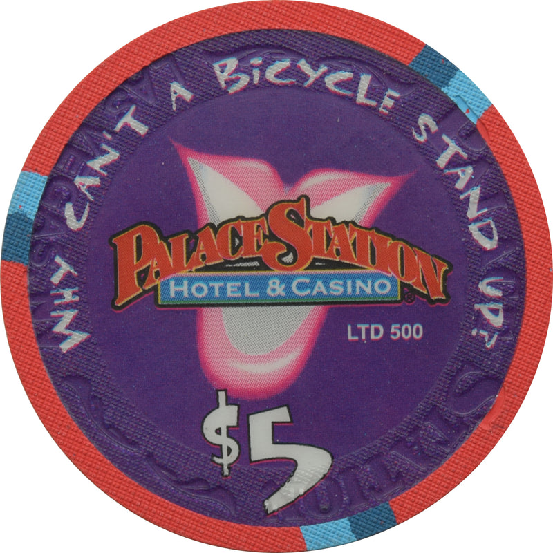 Palace Station Casino Las Vegas Nevada $5 Laugh Trax Bicycle Chip 2001