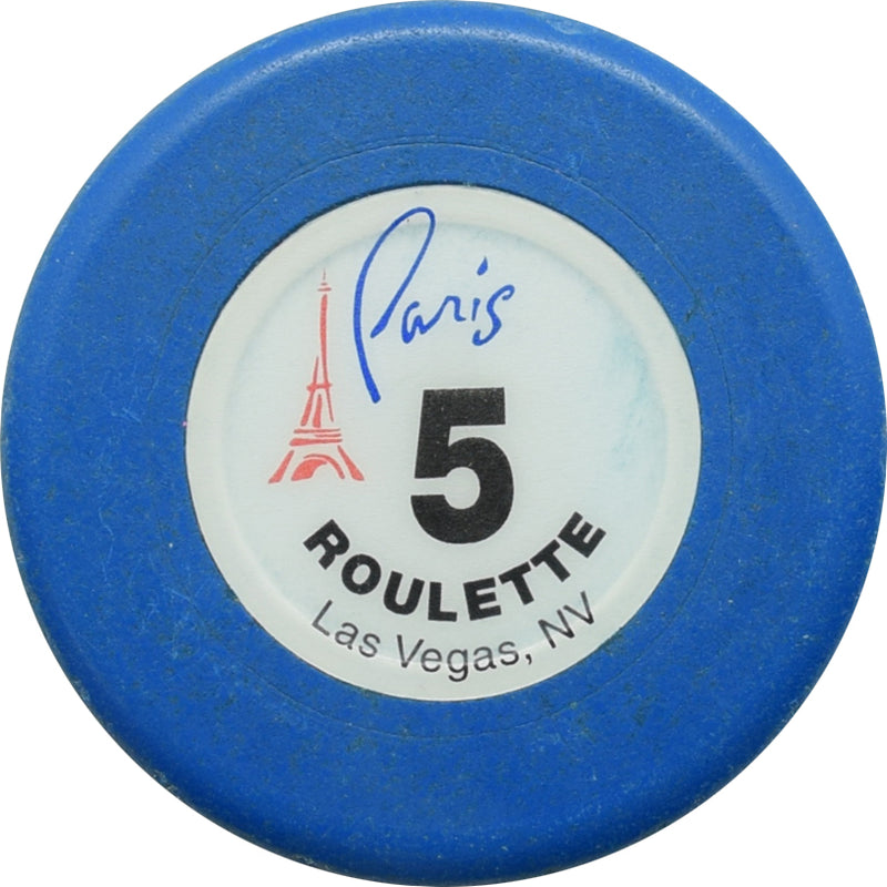Paris Casino Las Vegas Nevada Blue Roulette 5 Chip 1999