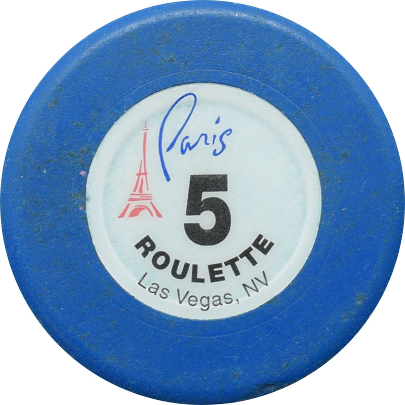 Paris Casino Las Vegas Nevada Blue Roulette 5 Chip 1999