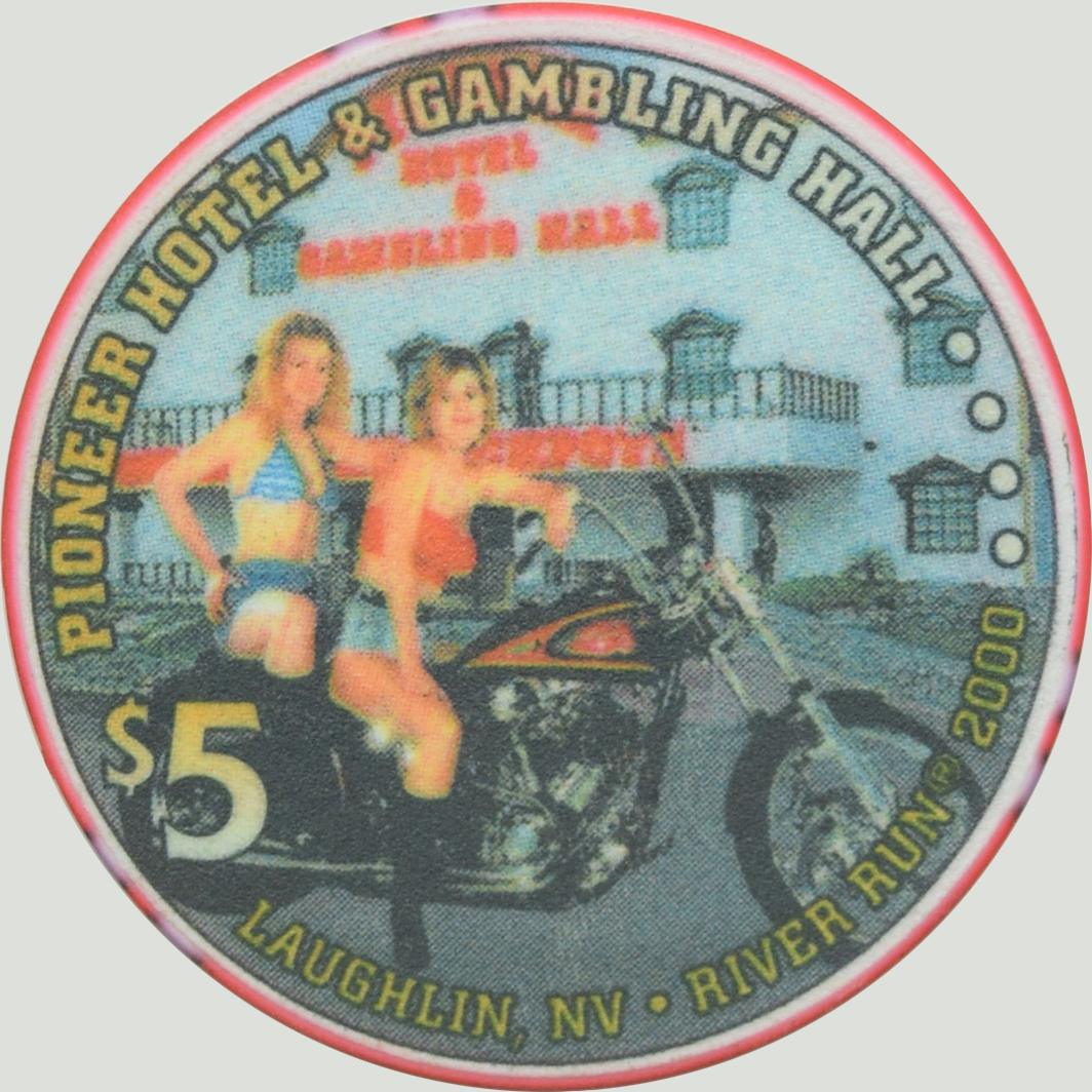 Pioneer Gambling Hall Casino Laughlin Nevada $5 River Run Chip 2000 #2