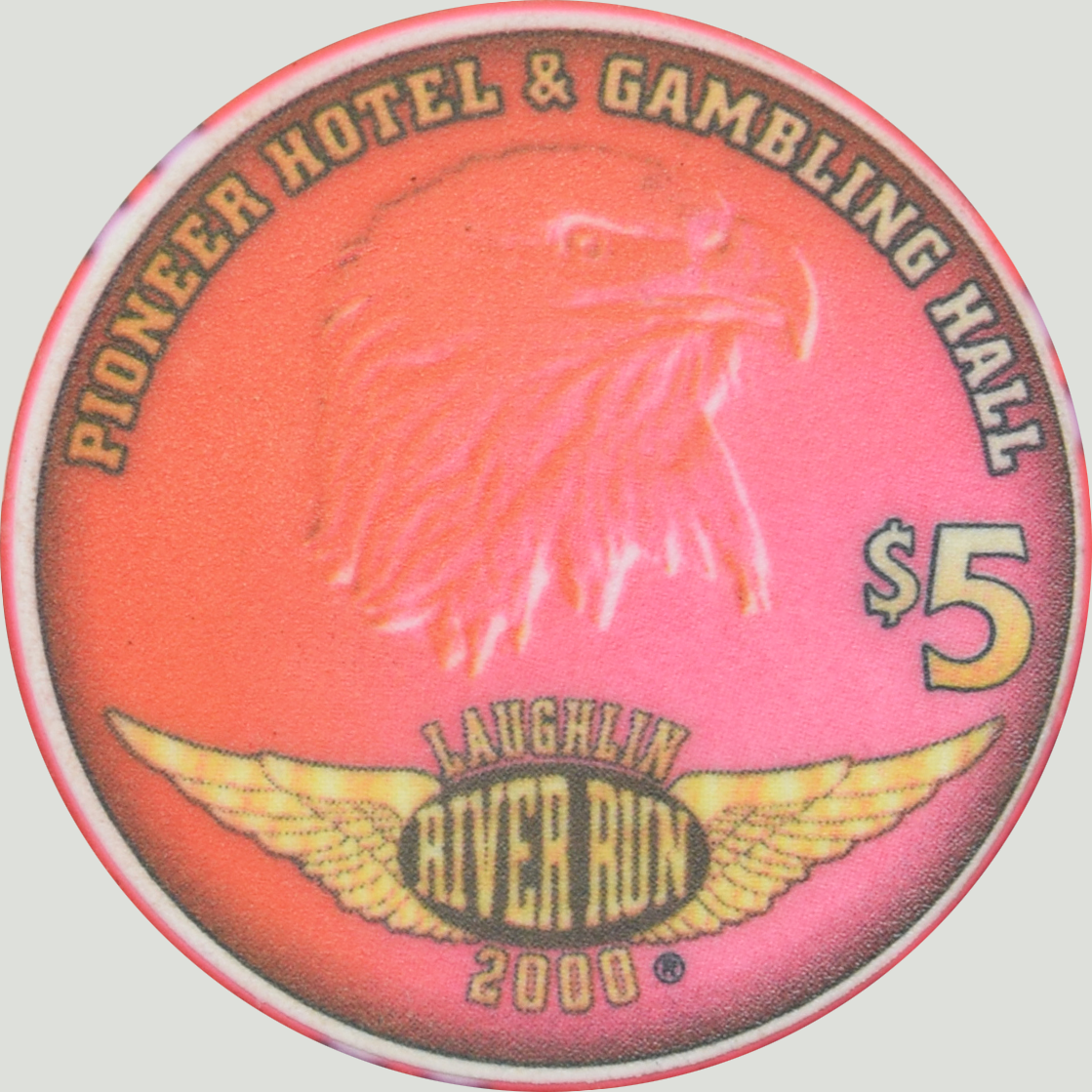 Pioneer Gambling Hall Casino Laughlin Nevada $5 River Run Chip 2000 #2